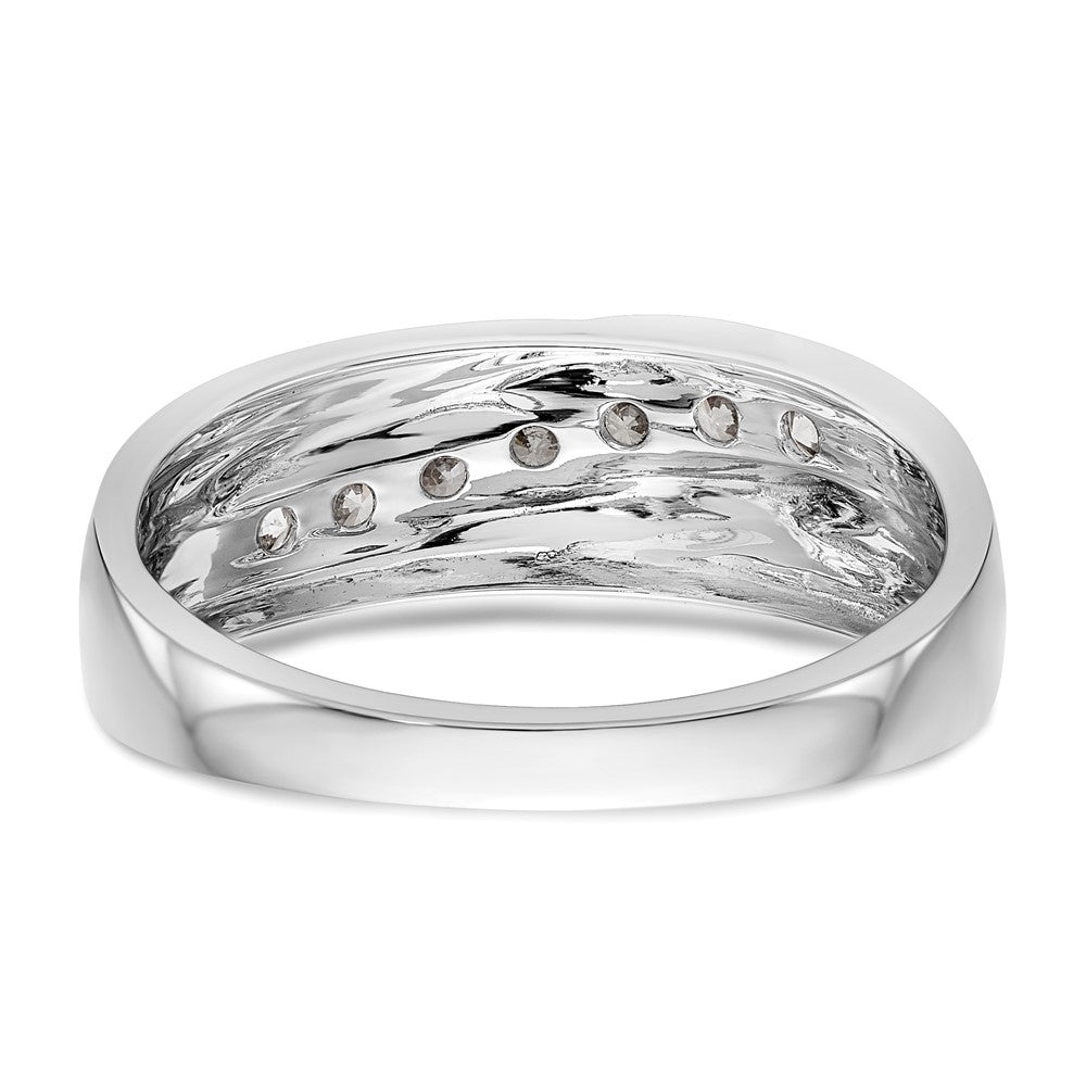 14K White Gold Real Diamond Men's Band