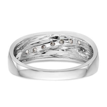 14K White Gold Real Diamond Men's Band