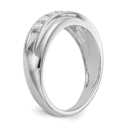 14K White Gold Real Diamond Men's Band