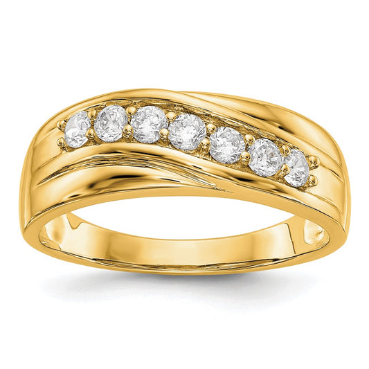 14k Yellow Gold 1/2 Ct. Lab Grown Diamond VS/SI+ G+ Seven Stone Men's Ring