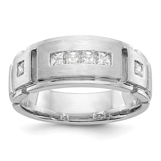 14K White Gold Real Diamond Men's Band