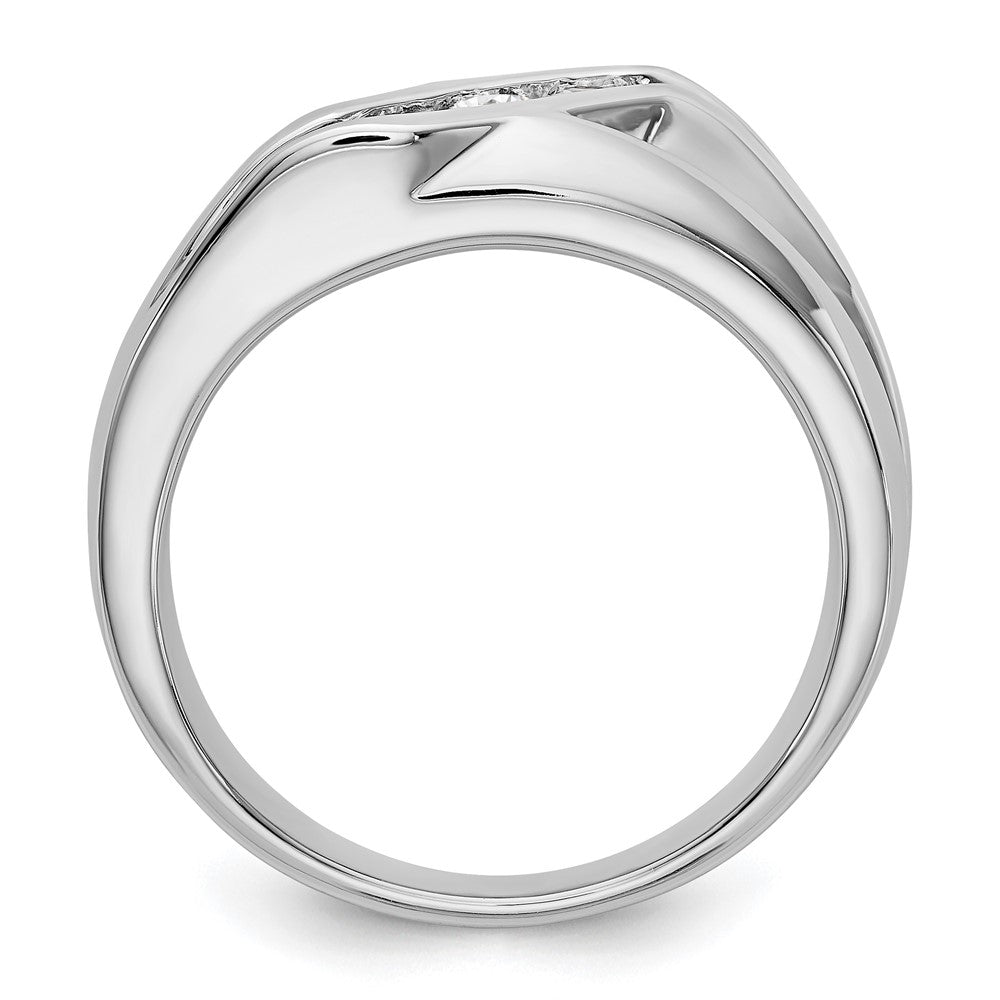 14K White Gold Real Diamond Men's Band