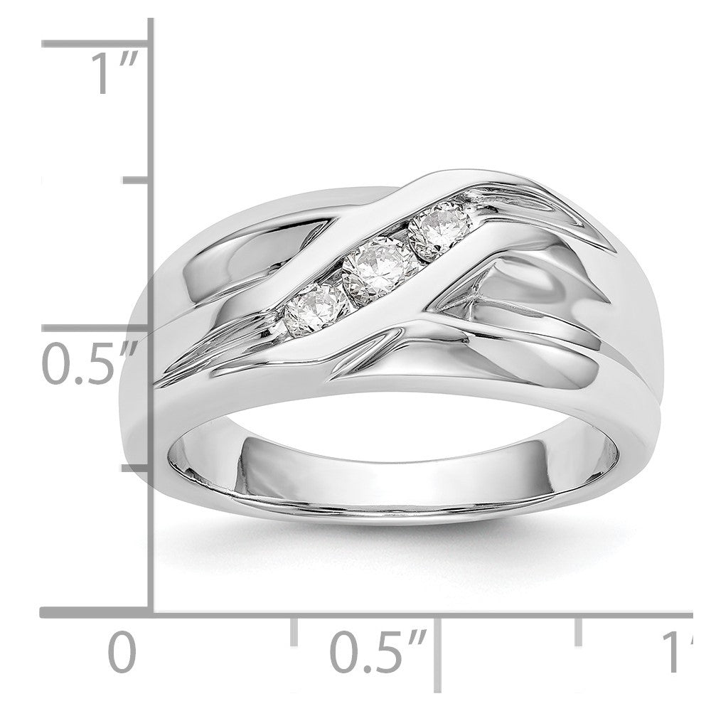 14K White Gold Real Diamond Men's Band