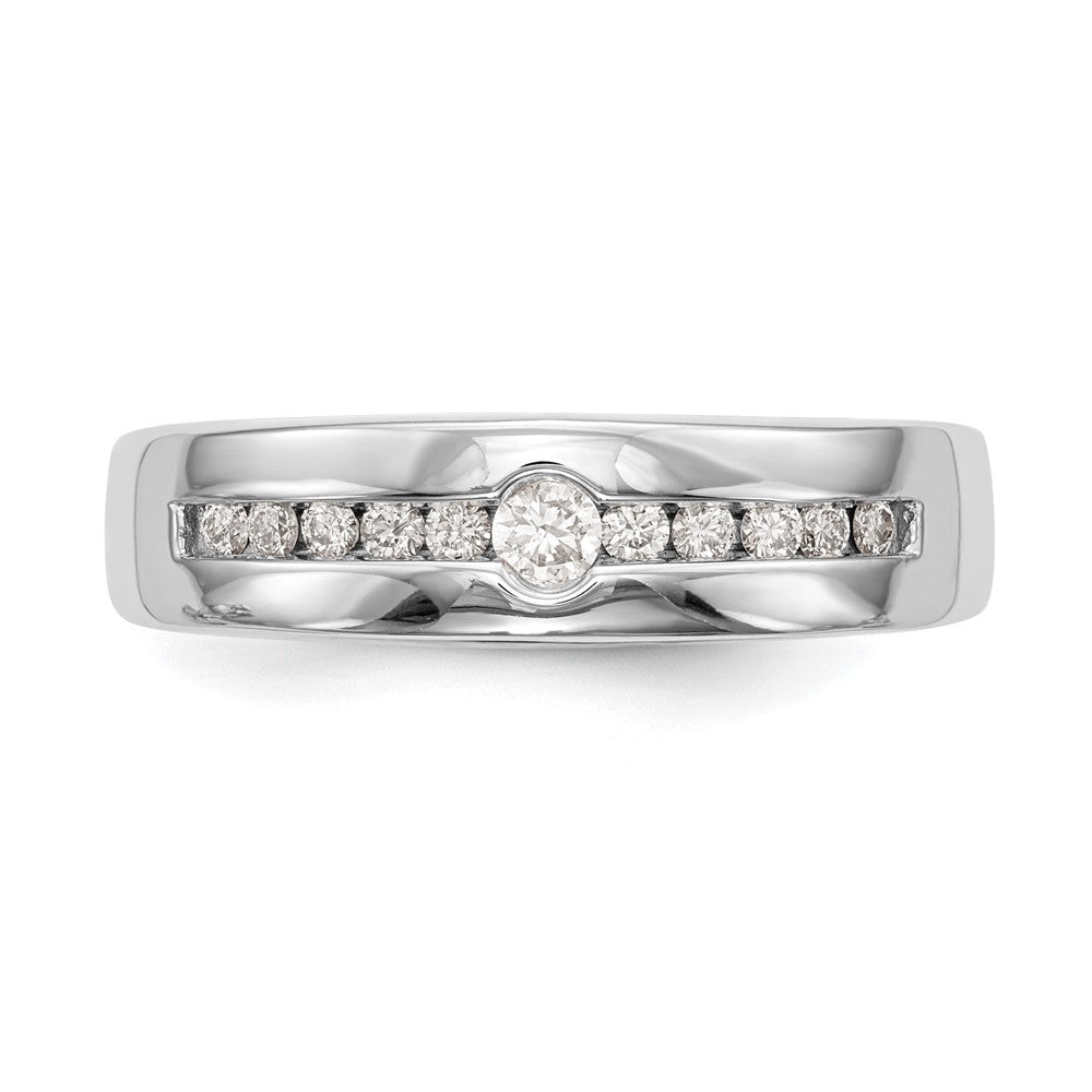 14K White Gold Real Diamond Men's Band
