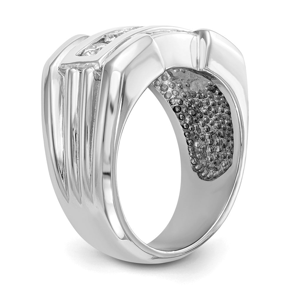 0.64ct. CZ Solid Real 14k White Gold Men's Wedding Band Ring