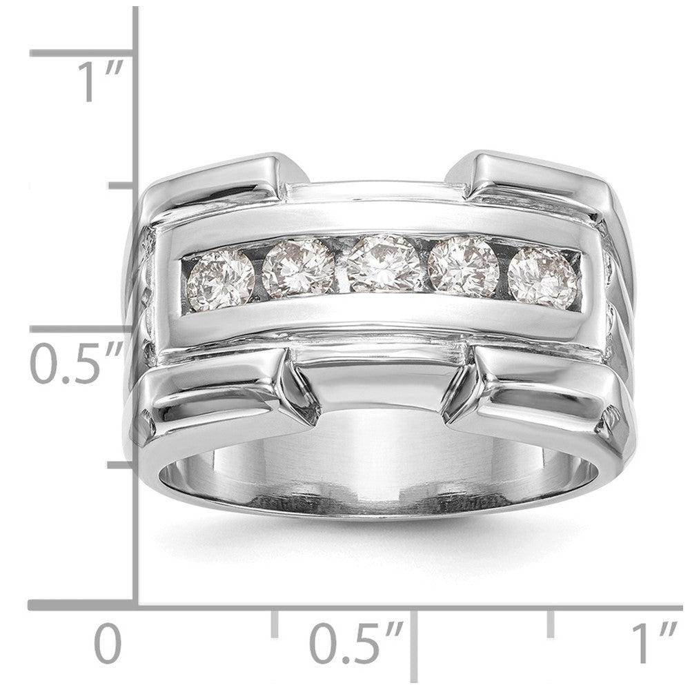 0.64ct. CZ Solid Real 14k White Gold Men's Wedding Band Ring