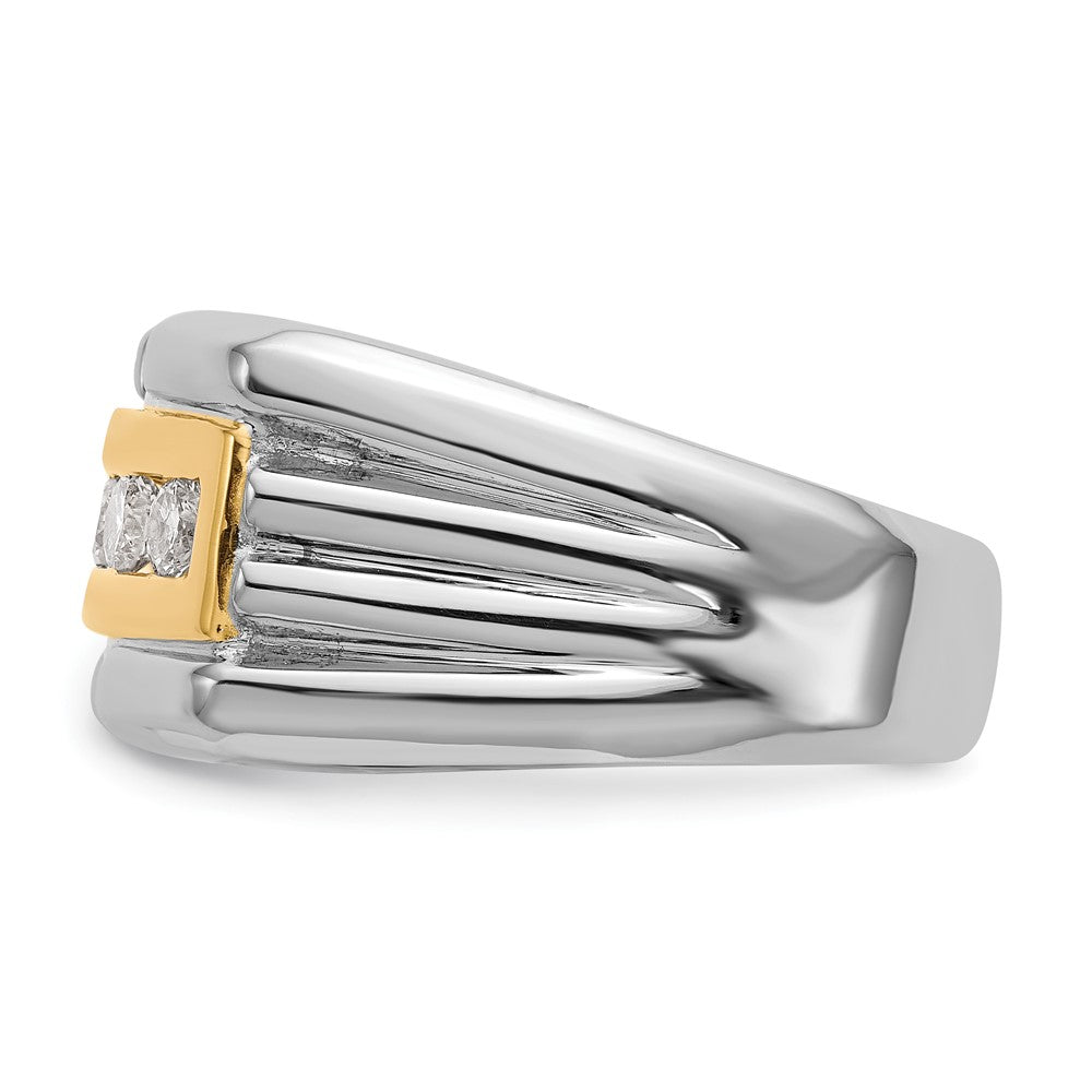 14k Two-Tone Gold Real Diamond Men's Band