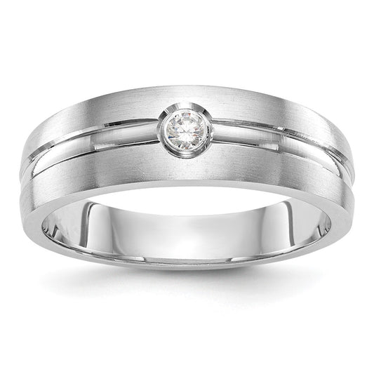 14K White Gold Real Diamond Men's Band