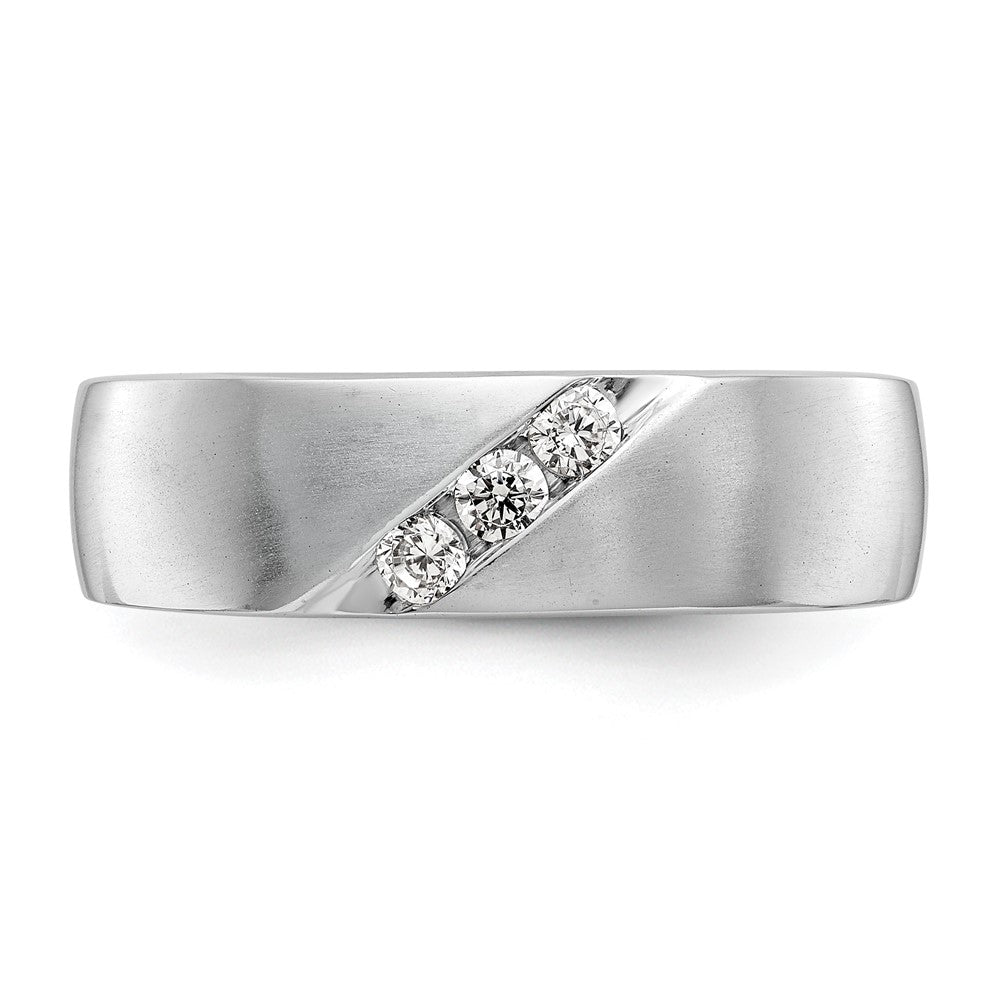 14K White Gold 3 Stone 1/5 Carat Diamond Complete Men'S Band