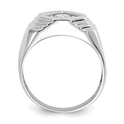 0.50ct. CZ Solid Real 14K White Gold Men's Wedding Band Ring