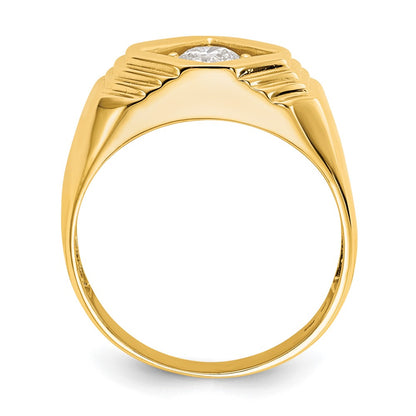 14K Yellow Gold Real Diamond Men's Band