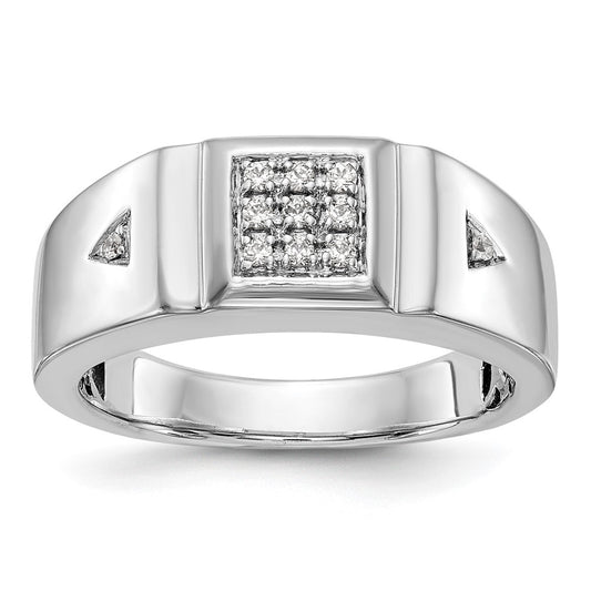 14K White Gold Real Diamond Men's Band
