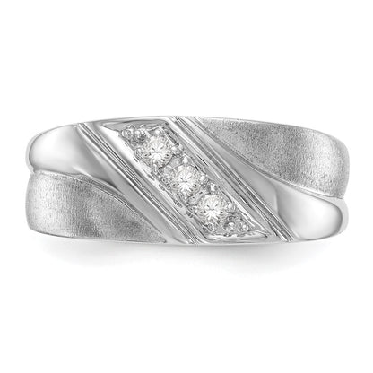 14k White Gold 1/6 Ct. Lab Grown Diamond VS/SI+ G+ Three Stone Men's Ring