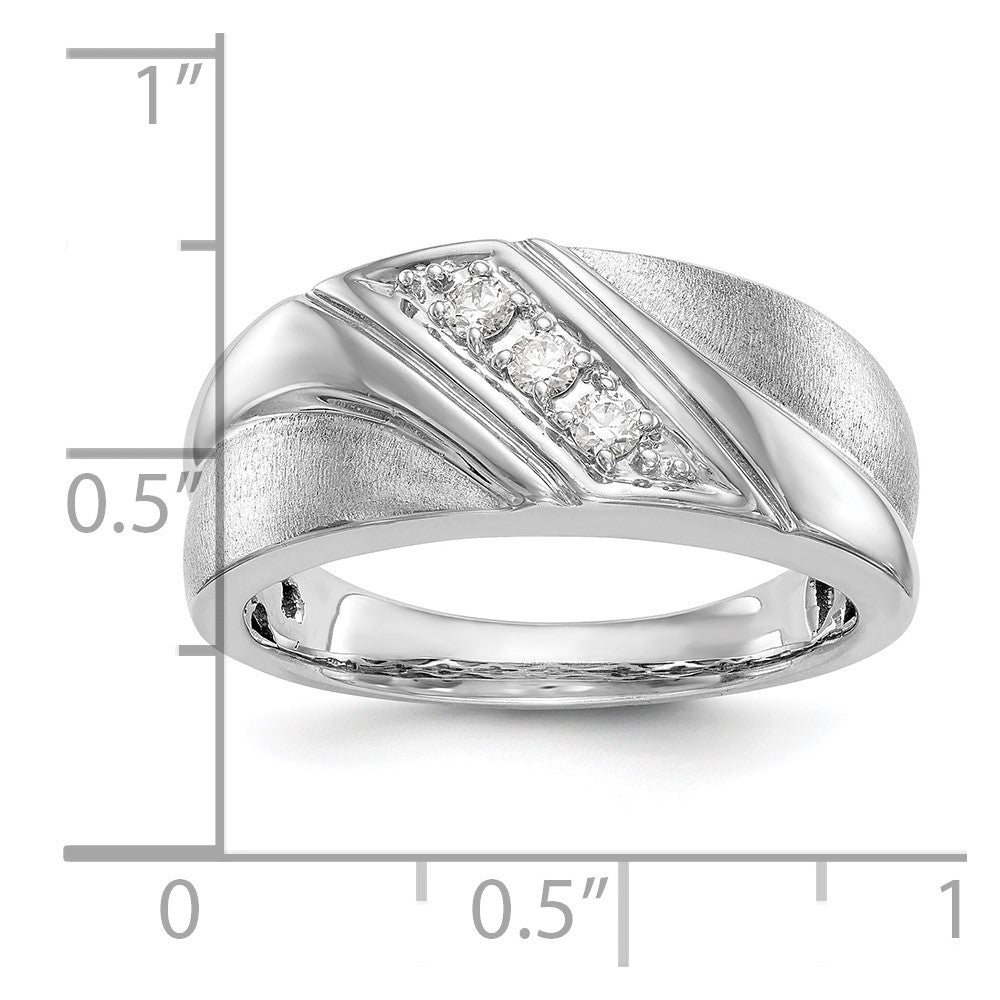 14k White Gold 1/6 Ct. Lab Grown Diamond VS/SI+ G+ Three Stone Men's Ring