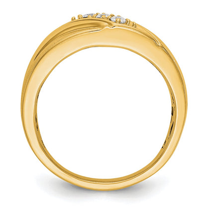 14k Yellow Gold  1/6 Ct. Lab Grown Diamond VS/SI+ G+ Three Stone Complete Men's Ring