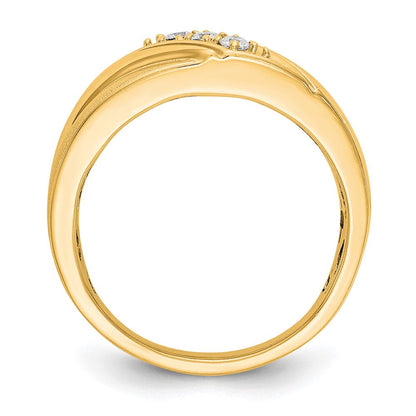 0.15ct. CZ Solid Real 14K Yellow Gold Men's Wedding Band Ring