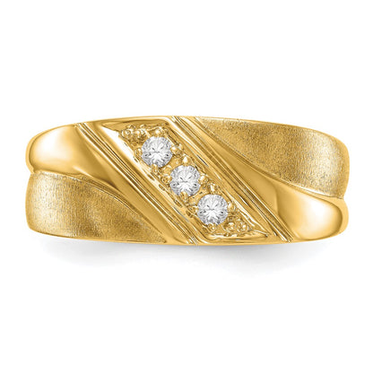 14k Yellow Gold  1/6 Ct. Lab Grown Diamond VS/SI+ G+ Three Stone Complete Men's Ring