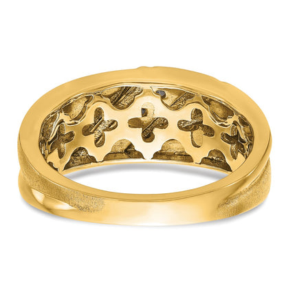 14k Yellow Gold  1/6 Ct. Lab Grown Diamond VS/SI+ G+ Three Stone Complete Men's Ring