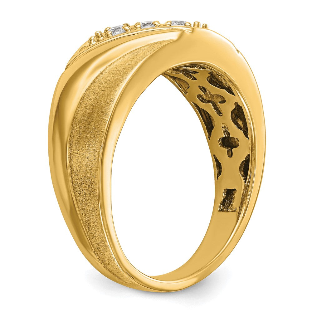 14k Yellow Gold  1/6 Ct. Lab Grown Diamond VS/SI+ G+ Three Stone Complete Men's Ring