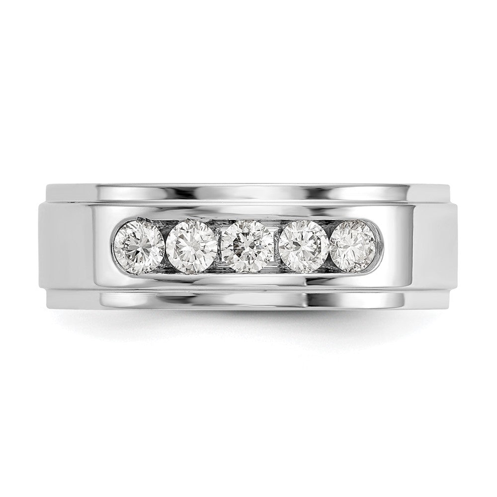 14K White Gold True Origin Men'S 1/2 Carat Lab Grown Diamond Vs/Si D E F 5 Stone Step Edge Size 9 Channel Band