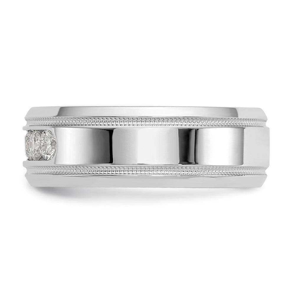 14K White Gold True Origin Men'S 1/2 Carat Lab Grown Diamond Vs D E F Polished Five Stone Beveled Edge Miligrain Size 10.5 Band