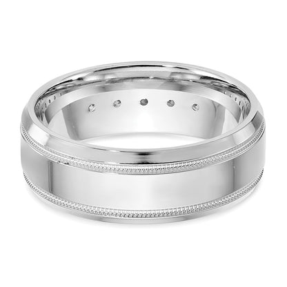 14K White Gold True Origin Men'S 1/2 Carat Lab Grown Diamond Vs D E F Polished Five Stone Beveled Edge Miligrain Size 10.5 Band