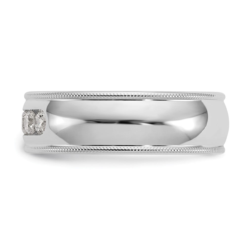 14K White Gold True Origin Men'S 1/2 Carat Lab Grown Diamond Vs D E F Polished Five Stone Miligrain Size 10.5 Band