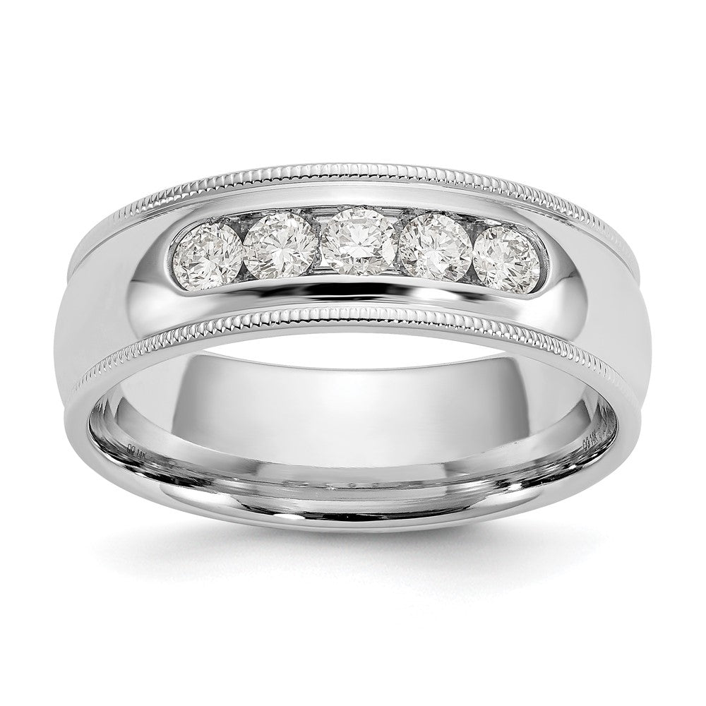 14K White Gold True Origin Men'S 1/2 Carat Lab Grown Diamond Vs D E F Polished Five Stone Miligrain Size 10.5 Band