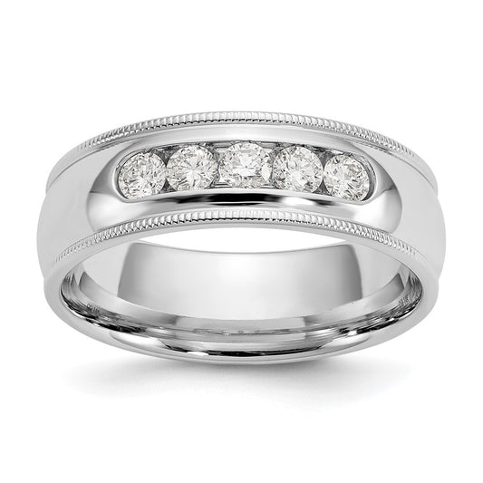 14K White Gold True Origin Men'S 1/2 Carat Lab Grown Diamond Vs D E F Polished Five Stone Miligrain Size 10.5 Band