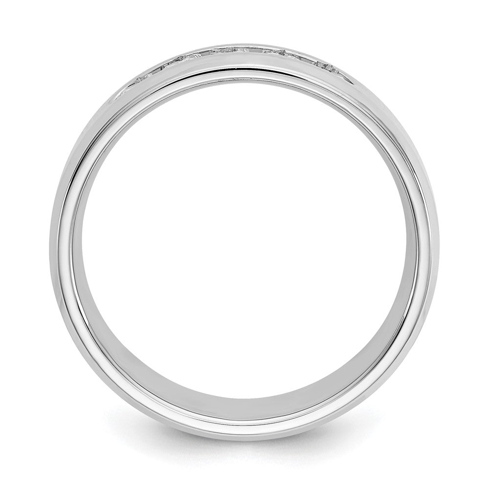 14K White Gold True Origin Men'S 1/2 Carat Lab Grown Diamond Vs/Si D E F 5 Stone Beveled Edge Size 11 Band