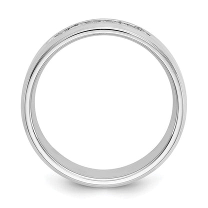 14K White Gold True Origin Men'S 1/2 Carat Lab Grown Diamond Vs/Si D E F 5 Stone Beveled Edge Size 11 Band