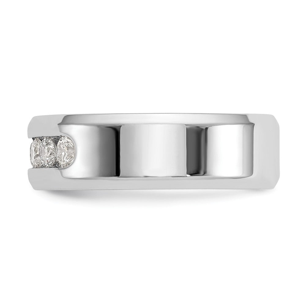 14K White Gold True Origin Men'S 1/2 Carat Lab Grown Diamond Vs/Si D E F 5 Stone Beveled Edge Size 11 Band