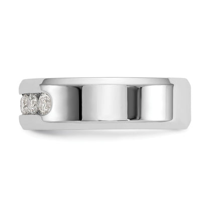 14K White Gold True Origin Men'S 1/2 Carat Lab Grown Diamond Vs/Si D E F 5 Stone Beveled Edge Size 11 Band
