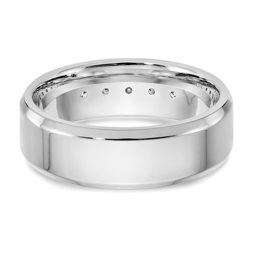 14K White Gold True Origin Men'S 1/2 Carat Lab Grown Diamond Vs/Si D E F 5 Stone Beveled Edge Size 11 Band