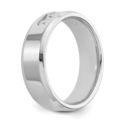 14K White Gold True Origin Men'S 1/2 Carat Lab Grown Diamond Vs/Si D E F 5 Stone Beveled Edge Size 11 Band