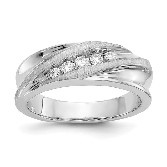 14K White Gold True Origin Men'S 1/4 Carat Lab Grown Diamond Vs/Si D E F Brushed And Polished Band