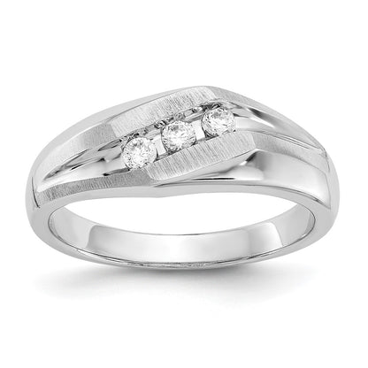 14K White Gold True Origin Men'S 1/5 Carat Lab Grown Diamond Vs D E F Brushed And Polished Band