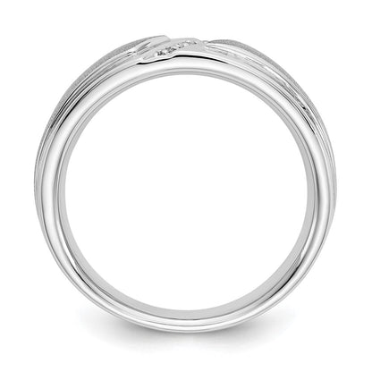 14K White Gold True Origin Men'S 1/20 Carat Lab Grown Diamond Vs/Si D E F Brushed And Polished Band