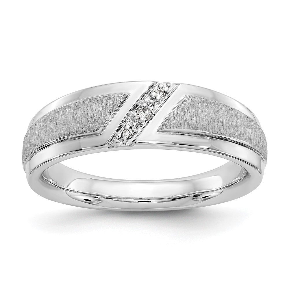 14K White Gold True Origin Men'S 1/20 Carat Lab Grown Diamond Vs/Si D E F Brushed And Polished Band