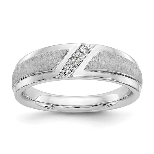 14K White Gold True Origin Men'S 1/20 Carat Lab Grown Diamond Vs/Si D E F Brushed And Polished Band