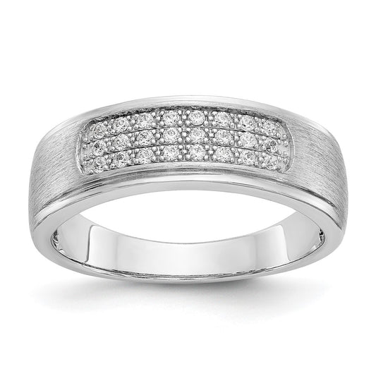 14K White Gold True Origin Men'S 1/4 Carat Lab Grown Diamond Vs/Si D E F Brushed And Polished Band