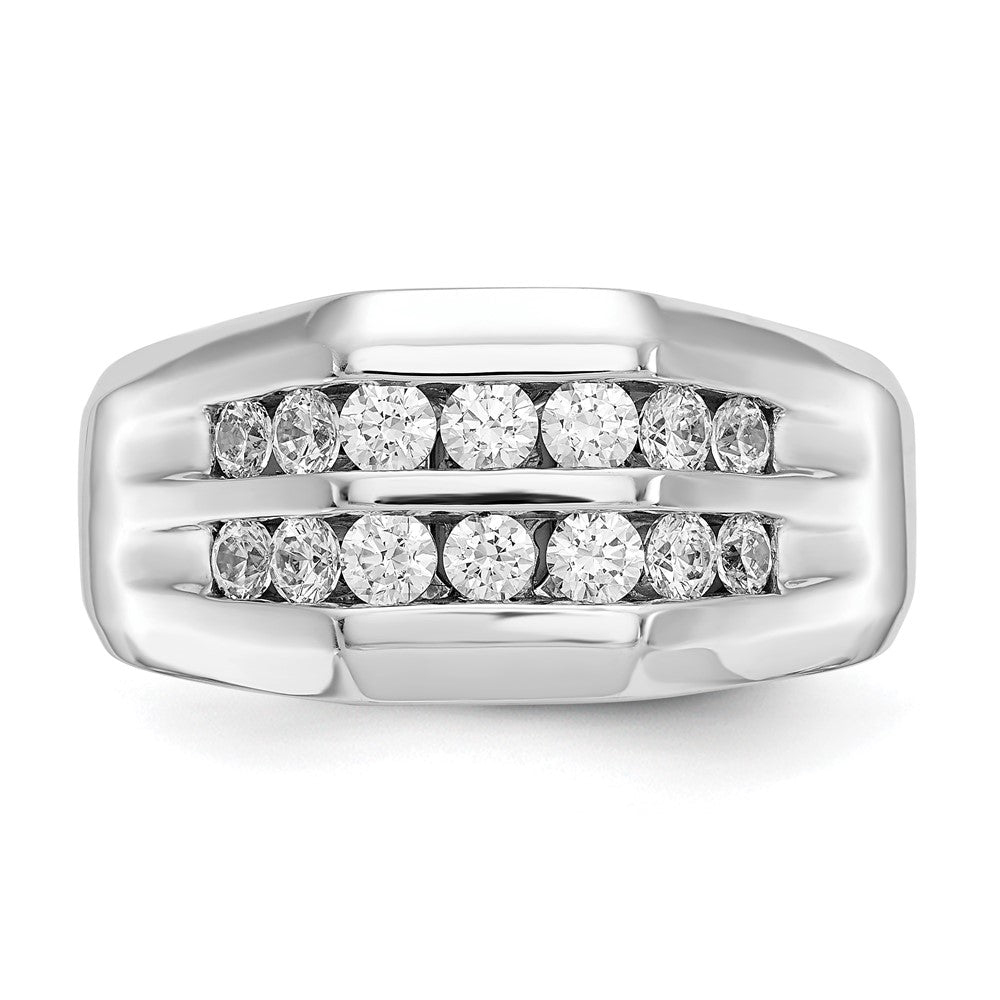 14K White Gold True Origin Men'S 1/2 Carat Lab Grown Diamond Vs D E F Double Channel Heirloom Band