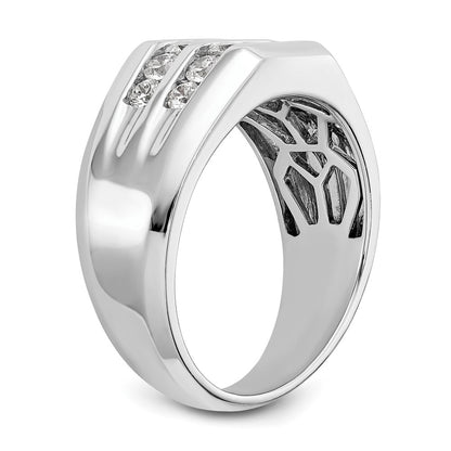 14K White Gold True Origin Men'S 1/2 Carat Lab Grown Diamond Vs D E F Double Channel Heirloom Band