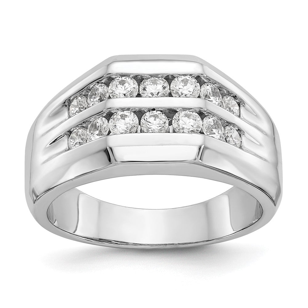 14K White Gold True Origin Men'S 1/2 Carat Lab Grown Diamond Vs D E F Double Channel Heirloom Band