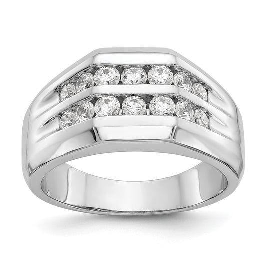 14K White Gold True Origin Men'S 1/2 Carat Lab Grown Diamond Vs D E F Double Channel Heirloom Band