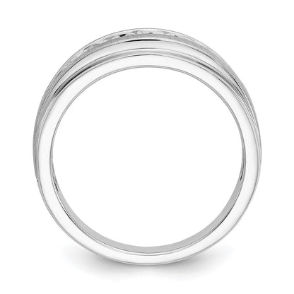 14K White Gold True Origin Men'S 3/8 Carat Lab Grown Diamond Vs/Si D E F Brushed And Polished Band