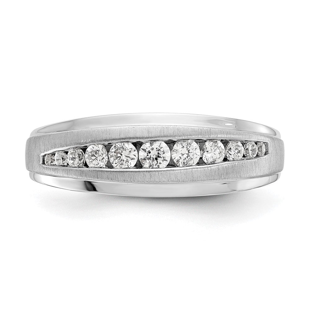 14K White Gold True Origin Men'S 3/8 Carat Lab Grown Diamond Vs/Si D E F Brushed And Polished Band