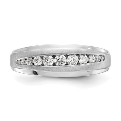 14K White Gold True Origin Men'S 3/8 Carat Lab Grown Diamond Vs/Si D E F Brushed And Polished Band