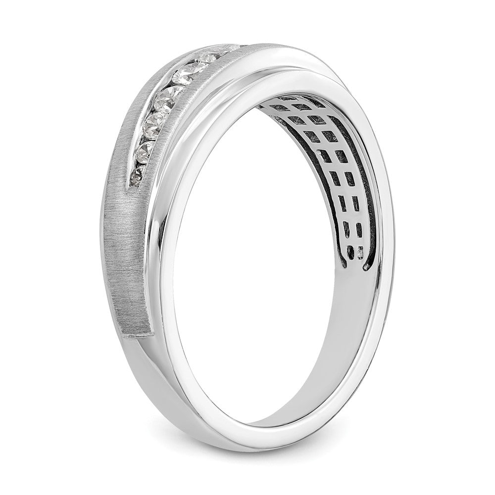 14K White Gold True Origin Men'S 3/8 Carat Lab Grown Diamond Vs/Si D E F Brushed And Polished Band