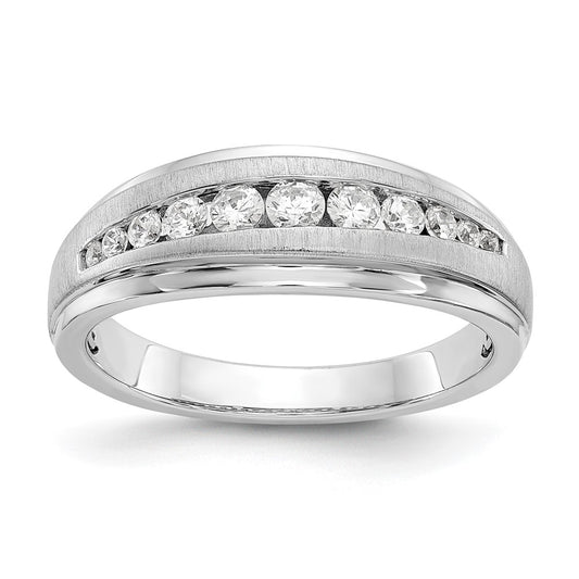 14K White Gold True Origin Men'S 3/8 Carat Lab Grown Diamond Vs/Si D E F Brushed And Polished Band